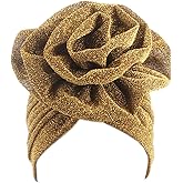 Surkat Shiny Flower Turban Shimmer Chemo Cap Hairwrap Headwear Beanie Hair Scarf
