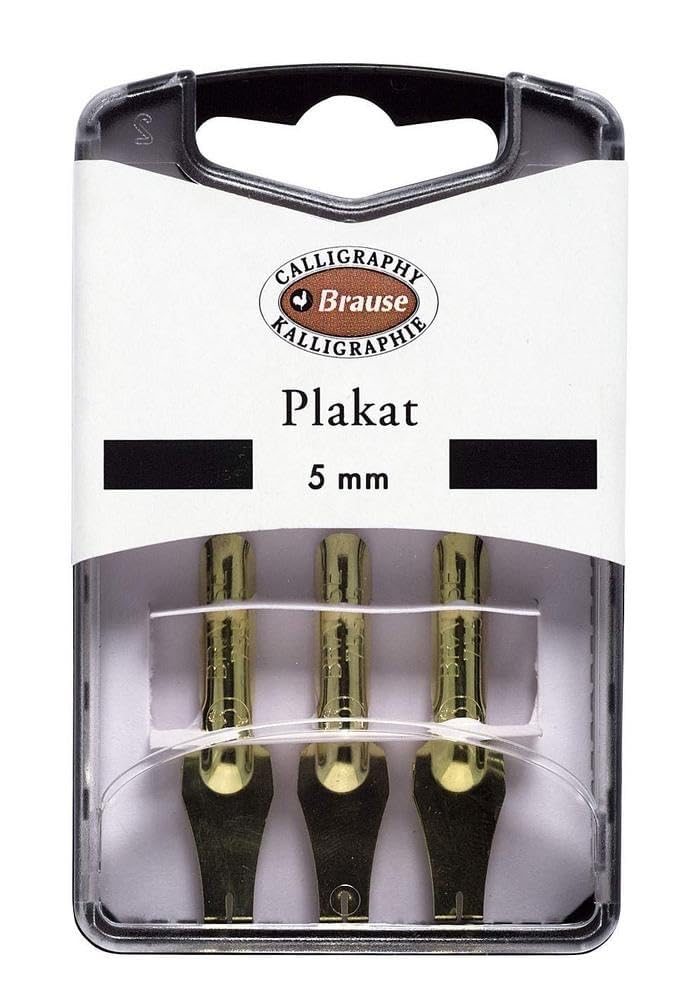 Brause 375505B - Writing nibs for nib/ pen holders - Box of 3 Plakat - 5 mm metal nibs - Dessin Drawing - Lettering - Manufactured in Germany - Calligraphy