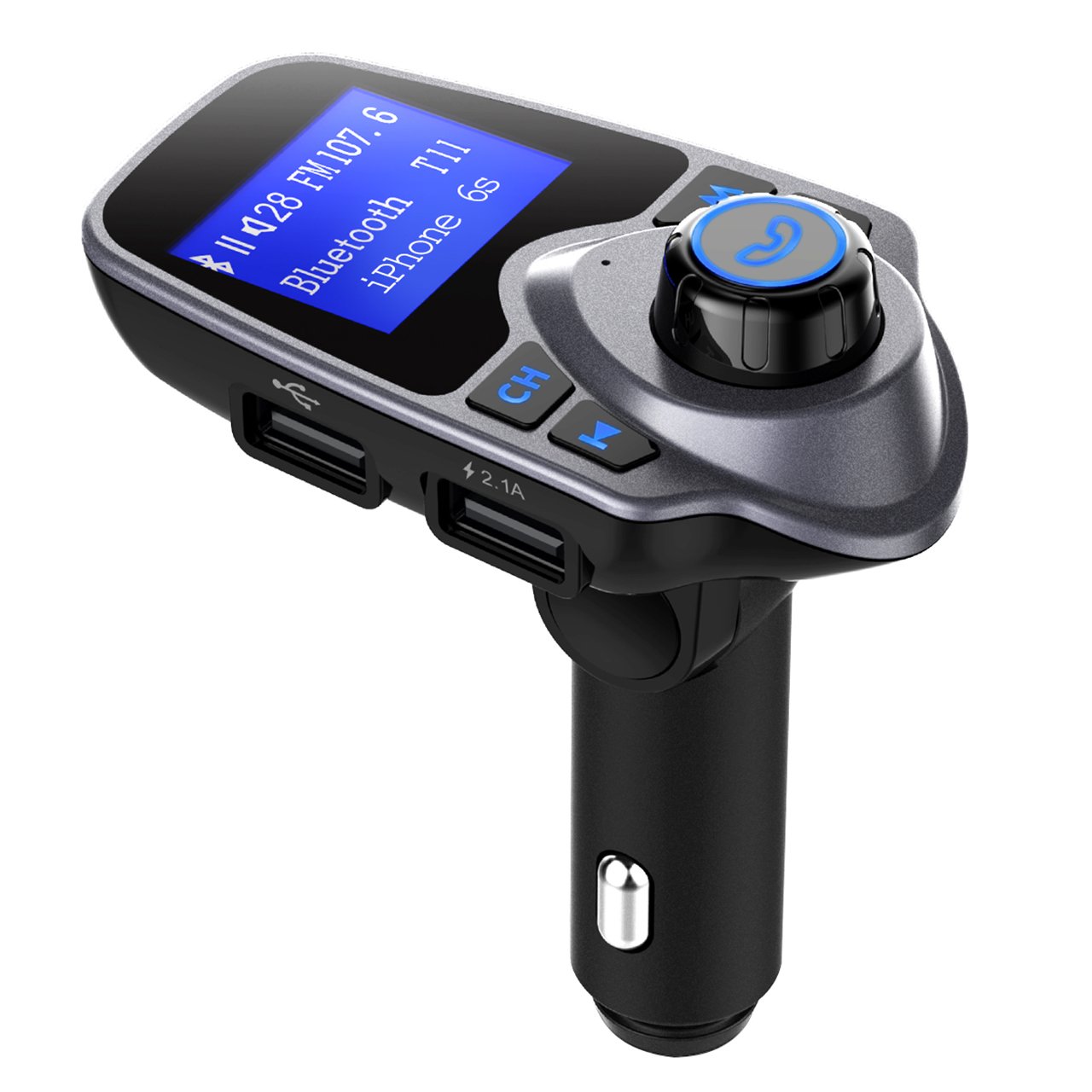 Mpow Bluetooth Transmisor FM Cargador de Coche USB Mano Libre de la