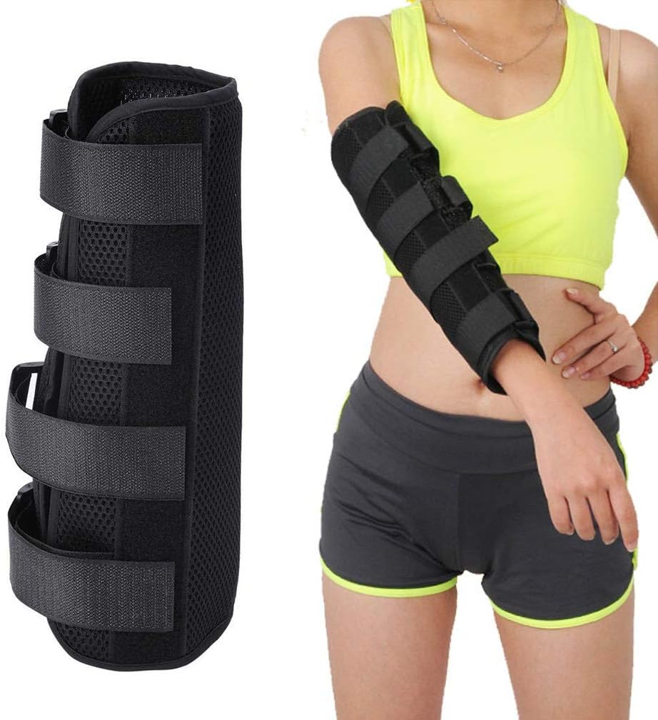 Elbow Stabilizer Splint, Adjustable Hinged Strap Forarm Immobilizer Straight Brace
