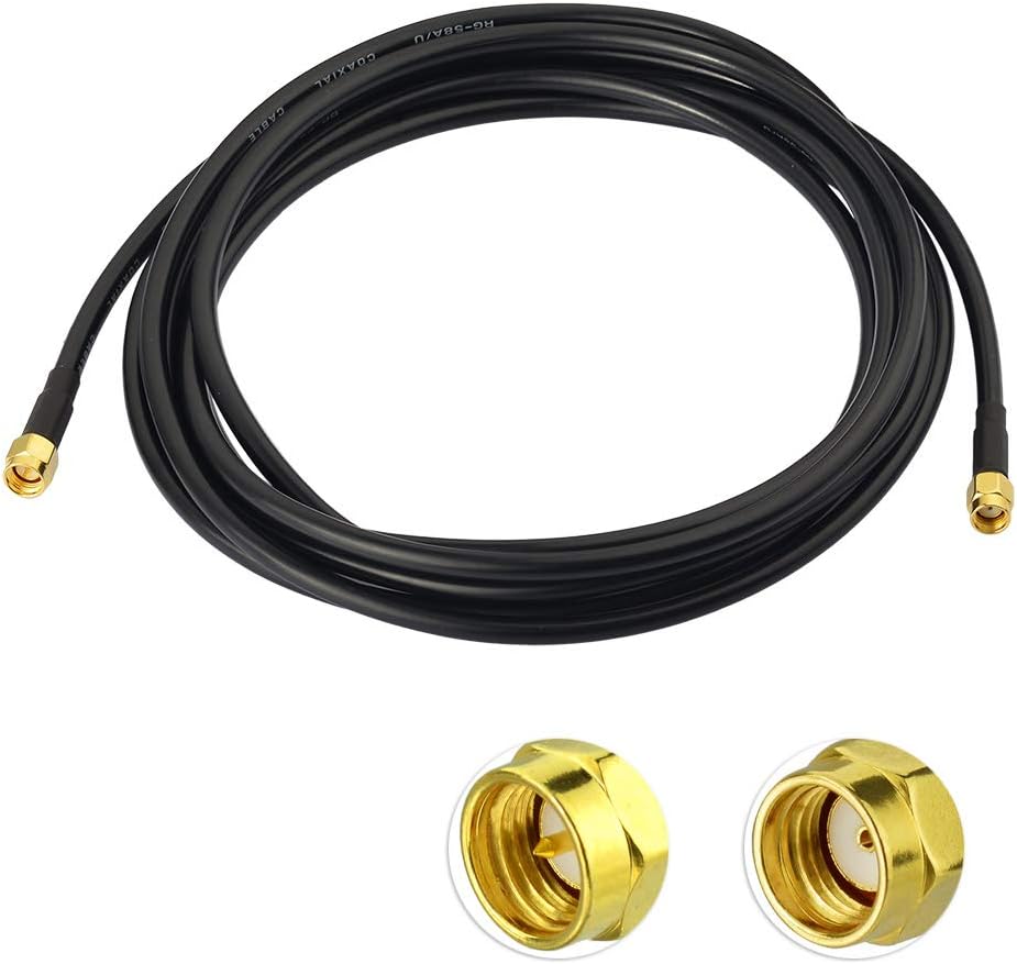 Eightwood SMA Extesion Cable SMA Male to RP-SMA Male RG58 300cm DIY External Wifi Antenna Cable for Wifi Aerial Wifi Card Router Wireless PCI Cards Wirelesse Router Bluetooth ZigBee
