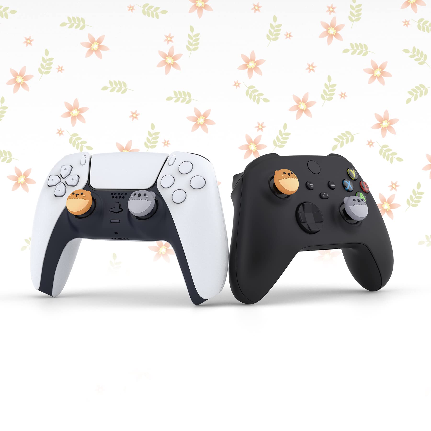 PlayVital Cute Thumb Grip Caps for ps5/4 Controller, Silicone Analog Stick Caps Cover for Xbox Series X/S, Thumbstick Caps for Switch Pro Controller - Brown Bear & Koala