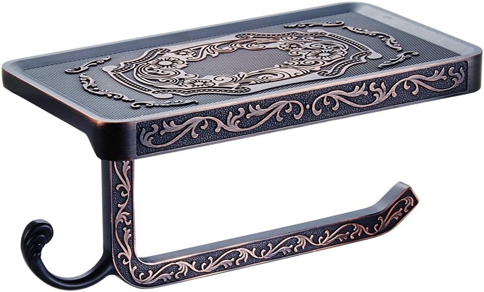 Labkiss LK037 Bathroom Multi-Function Vintage Wall Mounted Toilet Roll Paper Holder Rack with Hook,Phone Shelf