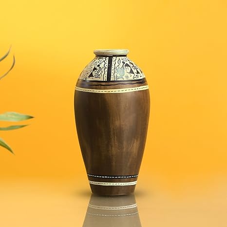 exclusivelane tribal melodies warli jarron de terracota hecho a mano en la india jarron decorativo para decoracion del hogar para floreros