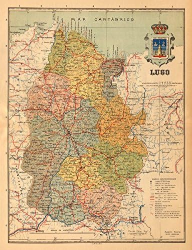 Antiqua Print Gallery Lugo Galizia Mapa Antiguo De La Provincia Alberto Martin C1911 Amazon It Casa E Cucina