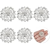 FINGERINSPIRE 6PCS Silver Shank Buttons with Rhinestone Snowflake Design, 26.5MM, Flat Back, for Crafts, Wedding, Party