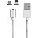 Wsken Mini2 Micro USB Magnetic LED Display Data Sync Fast Charge 6.56ft Cable for Android (Silver)