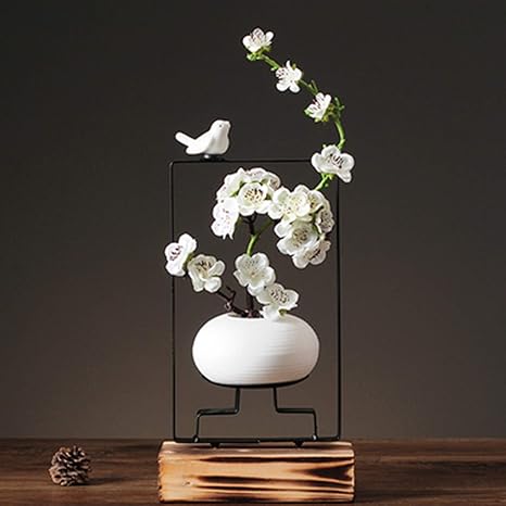 Amazon 書斎と居間には 中国風の陶製花瓶 額縁式の組み合わせ装飾 禅風の花飾り Color C 花器 インテリアボウル オンライン通販