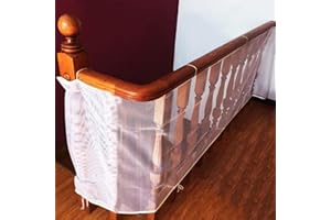 AUOXER Child Safety Rail Net for Balcony, Patios, Railing and Stairs. Security Guards for Kids/Pet/Toy Both Indoors and Outdoors. 10ft x2.5ft, Sturdy Mesh Fabric Material. (White)