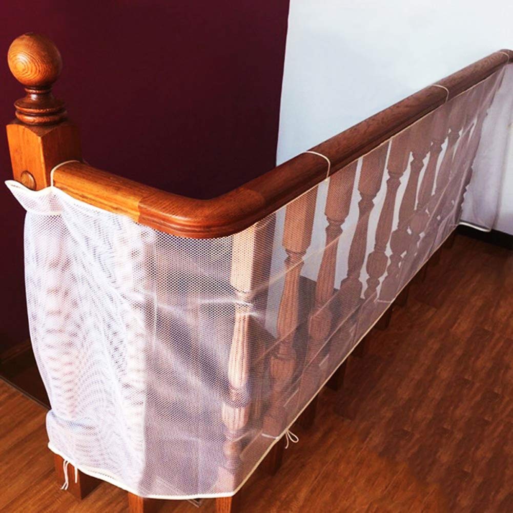 Photo 1 of Child Safety Rail Net for Balcony, Patios, Railing and Stairs. Security Guards for Kids/Pet/Toy Both Indoors and Outdoors. 10ft x2.5ft, Sturdy Mesh Fabric Material. (White)