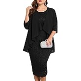 CYCLAMEN Plus Size Formal Mother of The Bride Groom Dress Suit with Jacket Lace Chiffon 2 Pcs Set Outfit Wedding Guest