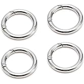 4PCS Stainless Steel Spring O Rings (Silver, 3/4 inch), Round Metal Ring Buckles, Solid Welded Metal Loop for Dog Collars, Macrame, Hanging Strap Slings,Snap Clip Key Rings