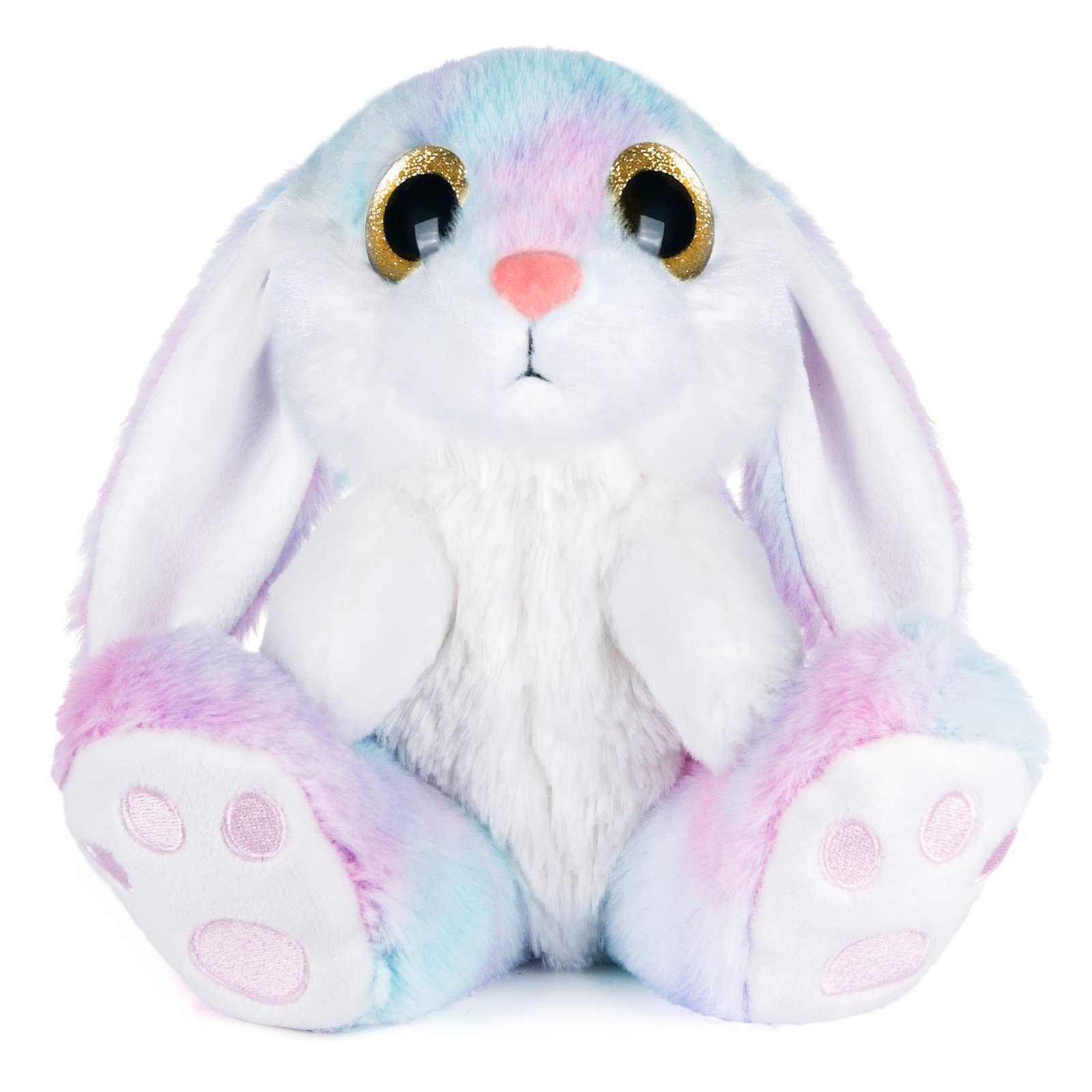 My OLi Easter Bunny Teddy Soft Toy 22cm/8.5" Plush Rabbit Teddy with Floppy Ears – Cuddly Stuffed Animal Easter Gifts for Kids Babies Boys Girls Ideal Nursery Decoration, Rainbow
