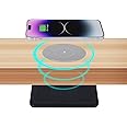 1.97"(50mm) NiiTTER Invisible Wireless Charger, Under Desk Wireless Charger, Hidden Charging Station for iPhone 16/15/14/13/12/ Samsung Galaxy S25/S24/S23/S22/S21(Adapter Included)
