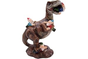 Wowser Gnome Statue: Funny Garden Figurine - Unique Home & Outdoor Decor (T-Rex), Gnome Decoration for Yard
