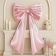 Large Pink Bow for Coquette Room Decor, 40x24 In Satin Ribbon Tie Coquette Birthday Decorations, Giant Pastel Pink Hanging Wall Decor for Ballerina Girls Just Wanna Be One (Internal Stability Layer)