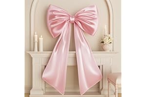 FROOVA Large Pink Bow for Coquette Room Decor, 40x24 In Satin Ribbon Tie Coquette Birthday Decorations, Giant Pastel Pink Hanging Wall Decor for Ballerina Girl Just Want to Be One (Internal Stability Layer)