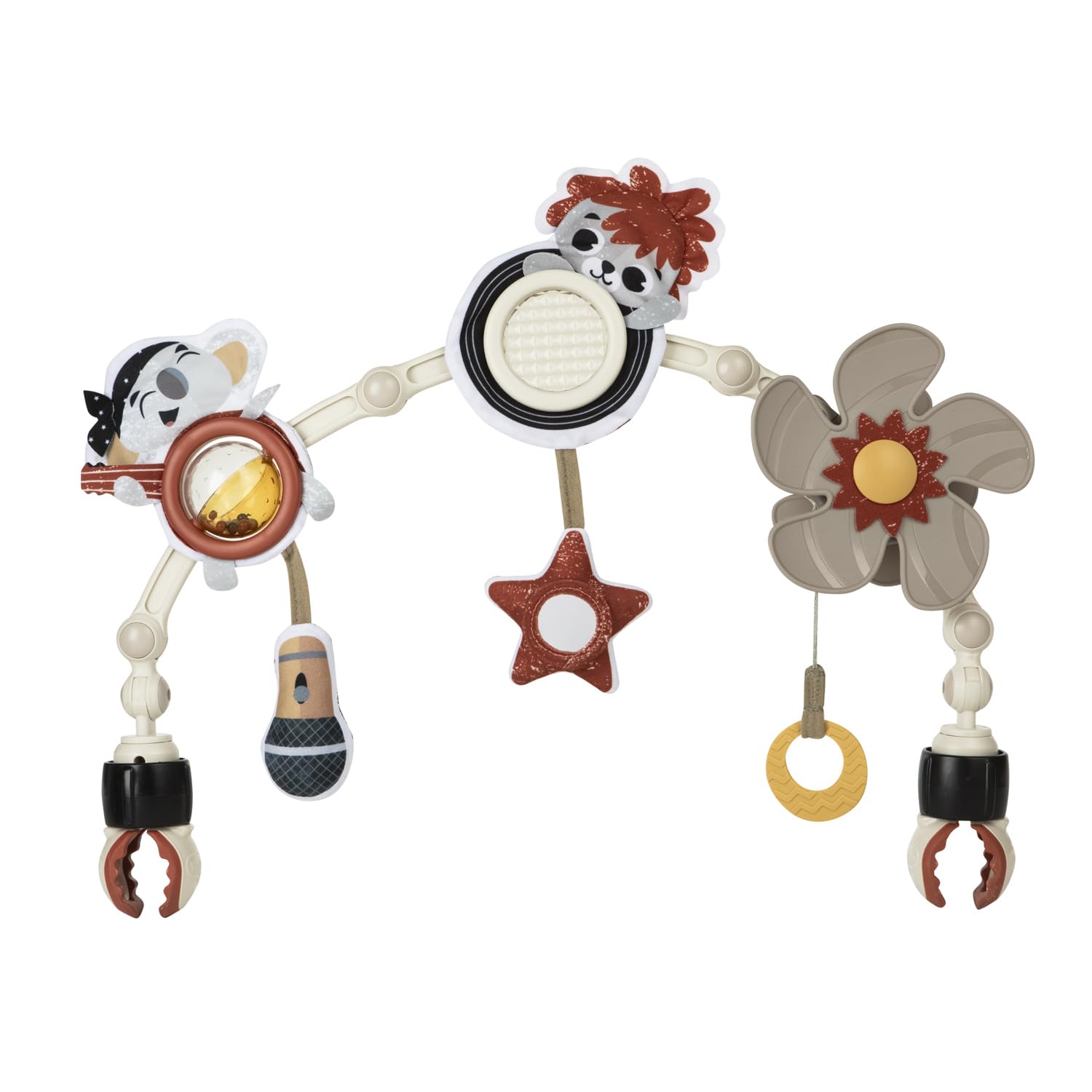 Tiny Love Sunny Stroll Activity Arch with Rattle Toys, 0m +, Adjustable Clips fit Most Pram or Pushchair, Tiny Rockers