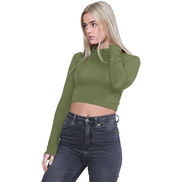 BE Sheer Rib L/S V-Neck (Moss Green) (S) at Amazon Women's