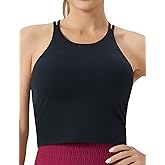 THE GYM PEOPLE Women's Cross Back Sports Bra Halter Neck Workout Crop Tank Tops with Removable Pads