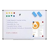 WELMORS Tableau blanc magnétique avec cadre en aluminium et porte-marqueurs Effa