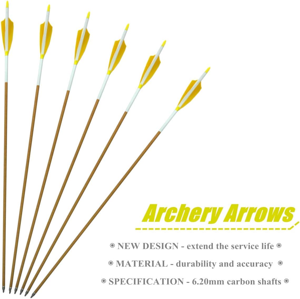Letszhu Carbon Arrows 500 Spine with 4 Inch Helical Feathers Fletching and Field Points for Archery Targeting Shooting (6 Pack) : Sports & Outdoors