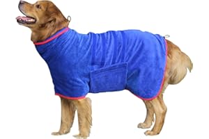 HhiMyOct Dog Drying Coat - Fast Drying Dog Towel Robe - Microfiber Super Absorbent Pet Bathrobe, Adjustable Collar & Belly Strap Fast Drying Coat Pet Dog Cat Bath Robe Towel