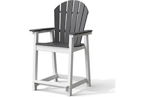 OTSUN Tall Adirondack Chairs, Outdoor Balcony Chair, Patio Bar Stool with Widened Arms, High Back, Footrest, 400lbs, All-Weather Bar Height Chair for Garden, Yard, Backyard