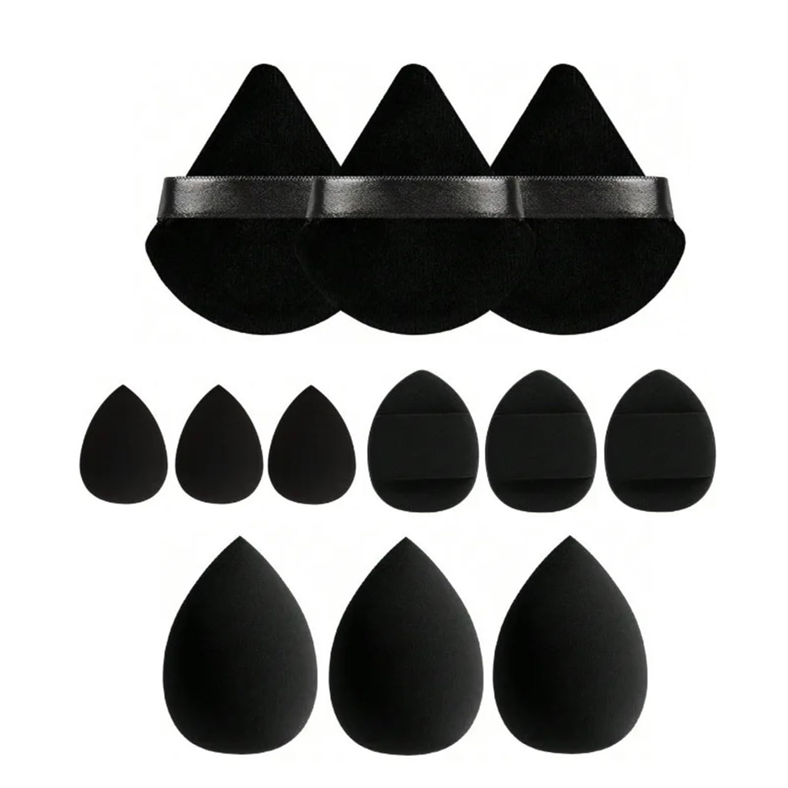 Photo 1 of 12 pcs Makeup Sponge Blender Sponges for Liquid, Cream, and Powder, Make up sponges for foundation Powder Puff Face Triangle Face Makeup Puff Wet Dry Dual-Use (Black)