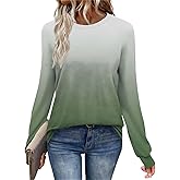 2025 Women's Ombre Long Sleeve T Shirts Tie Dye Shirt Basic Vintage Athletic Workout Tops Light Weight Sweatshirts