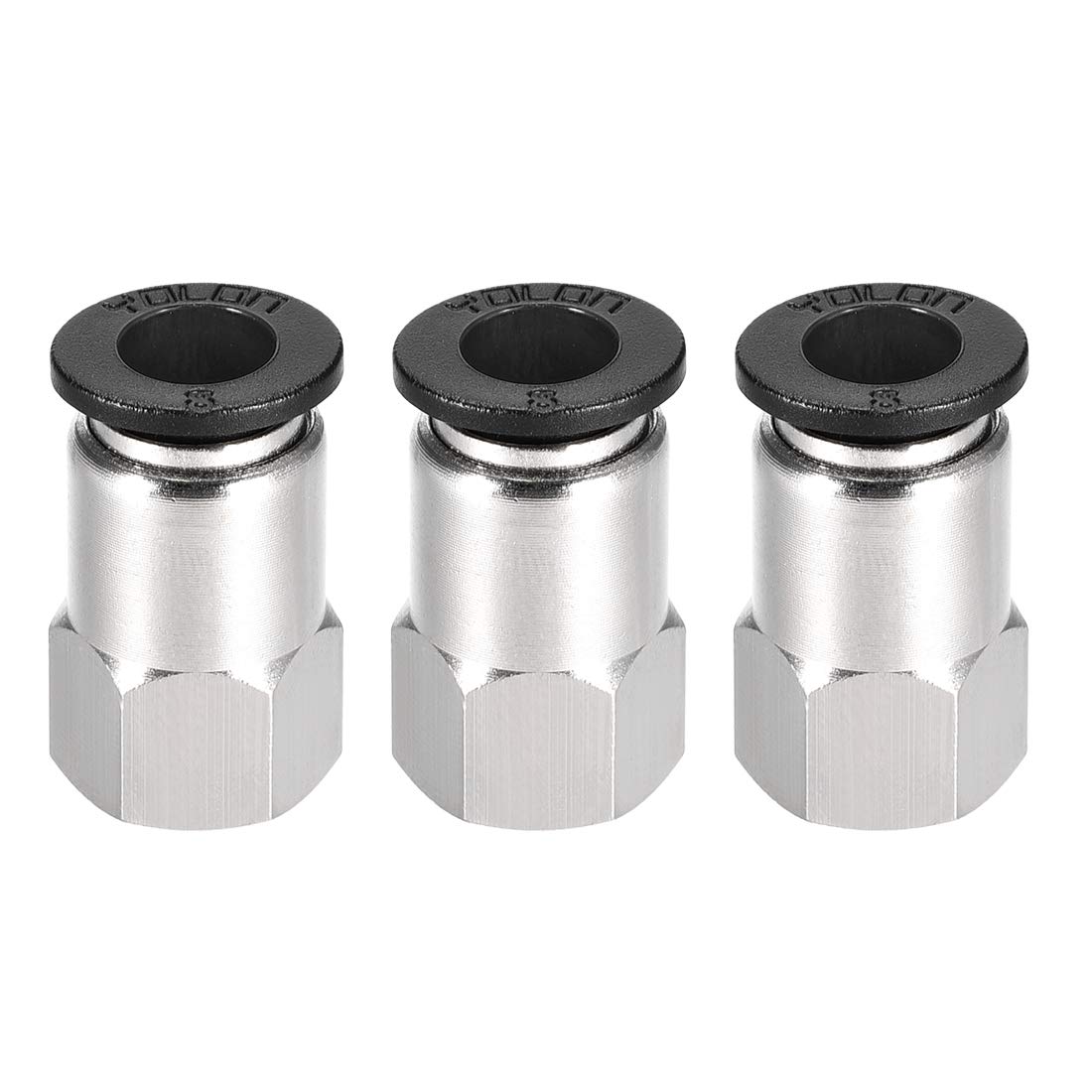 sourcing map Push to Connect Tube Fitting Adapter 8mm Tube OD X 1/8PT Female Straight Pneumatic Connecter Pipe Fitting 3pcs
