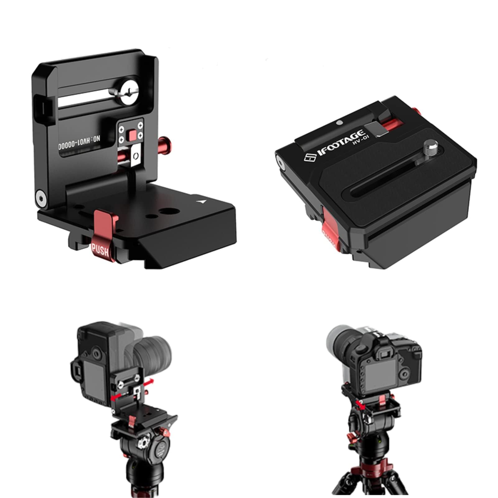 IFOOTAGE Camera L Bracket HV-01, Vertical/Horizontal Conversion Tripod Quick Release Plate, Compatible with DSLR Camera, Fluid Heads, Stabilizer, Tripod, Monopod
