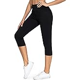 THE GYM PEOPLE Women's High Waisted Stretchy Capri Jeggings Pants Tummy Control Pull on Skinny Jean Leggings with Pockets