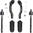 Detroit Axle - Front 6pc Tie Rods Kit for 97-01 Honda CR-V, 4 Inner & Outer Tie Rods 2 Boots 1997 1998 1999 2000 2001 Replacement