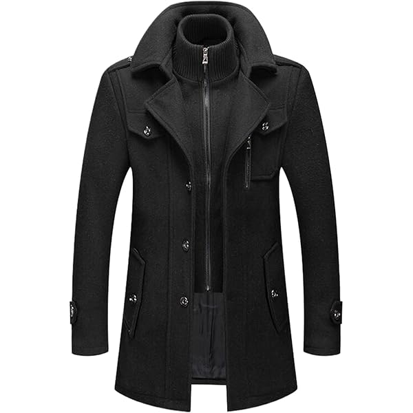 ジャケット・アウター ok.soon gentleman wool coat(black) RTRDE Coats for Men, Fall Winter Long Jacket Casual