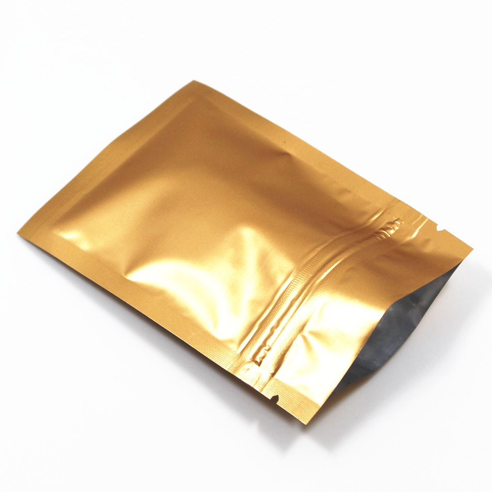 WACCOMT Pack Matte Aluminium 100pcs Reusable Resealable Food Storage Bags, 7x10cm (2.7x3.9 inch), Matt Gold
