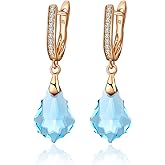 XUPING Dainty Dangle Earrings for Women Small Huggie 14k Gold Plated Hoop Cubic Zirconia Hypoallergenic Crystal Earring Jewelry