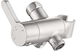 UVISH 3 Way Shower Diverter Valve with Hand Shower Holder, G1/2 Shower Head Splitter, Shower Arm Diverter, Bathroom Universal Shower System Replacement Part (Brushed)