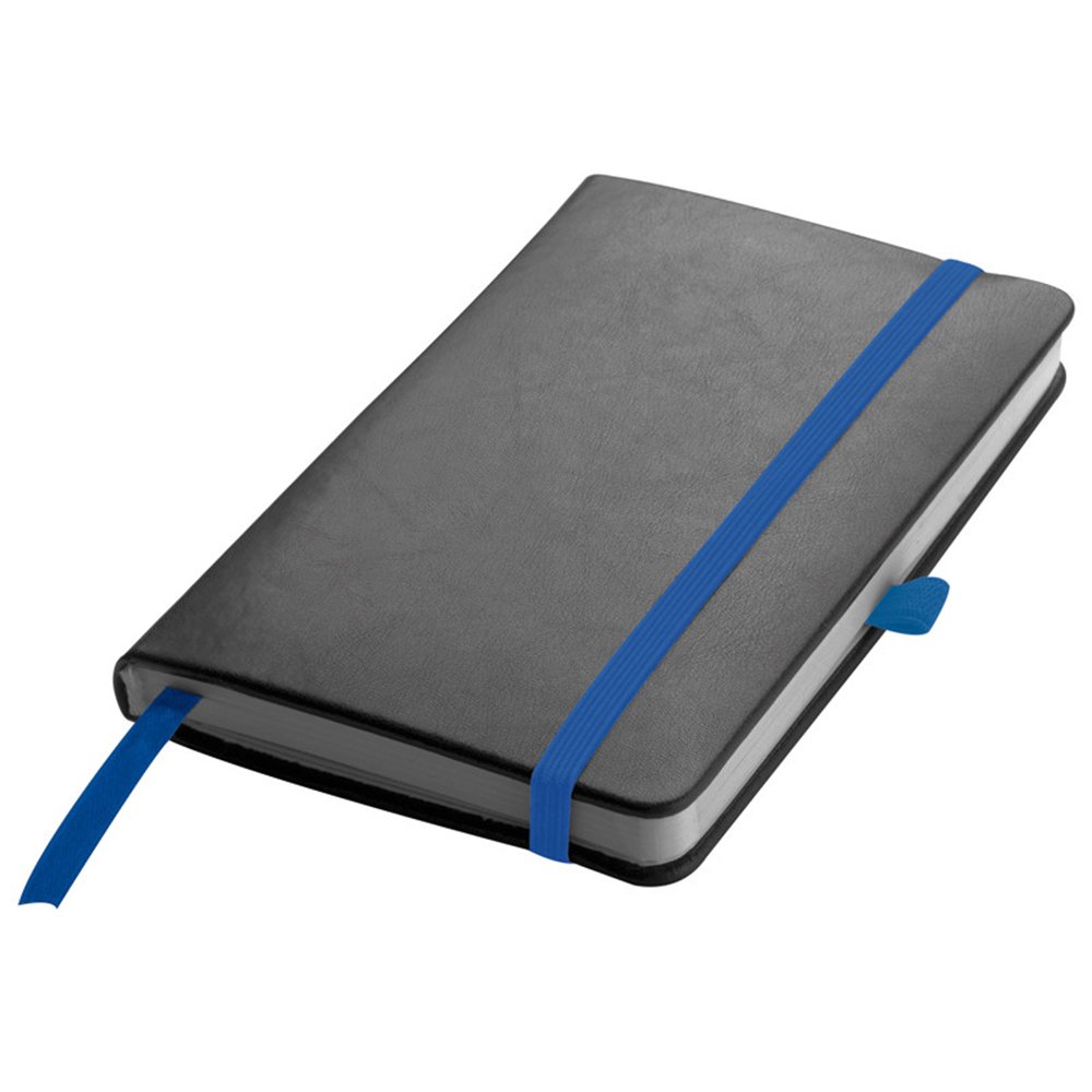 A6 Leather Hard Cover Lined Notebook Notepad Writing Pad Ruled Hardback Note (Blue)