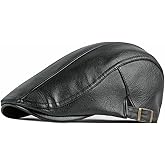 meioro Men's Leather Newsboy Hat Adjustable Flat Cap Classic Golf Newsboy Cap Gatsby Ivy Caps Driving Fishing Beret Hats