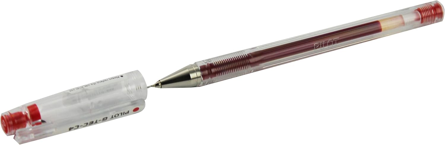Pilot G - Tec C4 Gel Microtip Rollerball - Red, 0.4 mm (Box of 12), 12 count (Pack of 1)