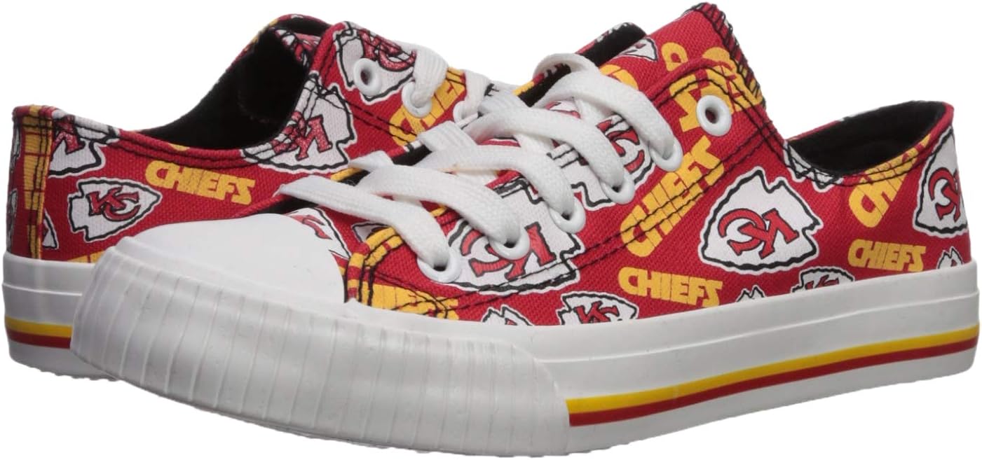 NFL Womens Low Top Repeat Print Canvas Shoe: Kansas City Chiefs, Medium : Clothing