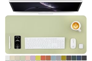 HOMIEAZICOZI Leather Desk Mat - Non-Slip PU Desk Pad for Office and Home - Desk Organization and Accessories - Ideal for Large Mouse Pad and Desk Mats on Top of Desks (Light Green,36"x 17")