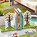Fantasy Fields - Enchanted Woodland Thematic Set of 2 Wooden Bookends for Kids |  Imagination Inspiring  Hand Crafted & Hand Painted Details | Non-Toxic, Lead Free Water-based Paint