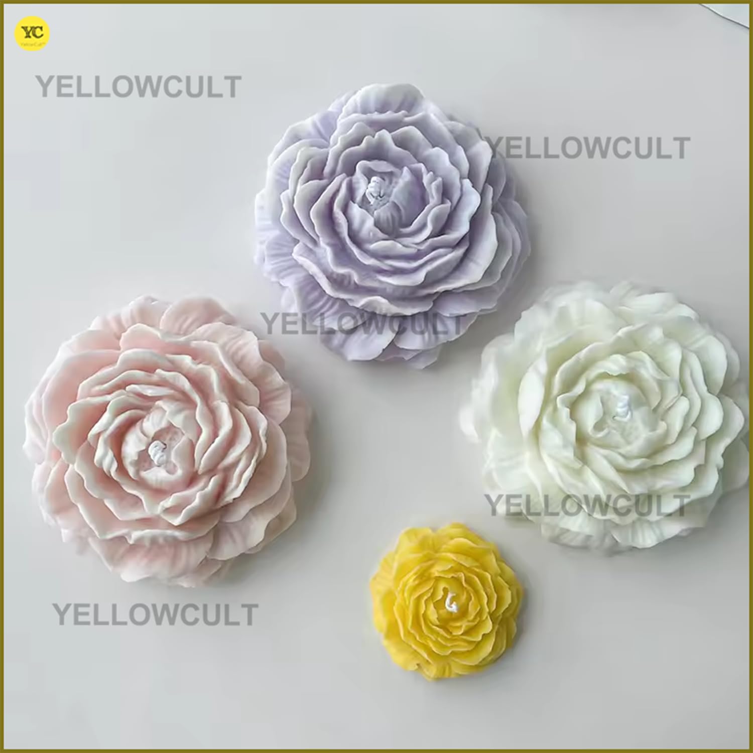 YellowCult 1 pcs Bloom Peony Silicone Candle Mold Wax Moulds for Scented Candles Handmade Soaps Making Clay Resin Crafts Casting Cake Dessert Mousse Aroma DIY Art Crafts Supplies Home Decoration 4