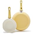 GreenLife Soft Grip Healthy Ceramic Nonstick 7" and 10" Frying Pan Set, PFAS & PFOA-Free, Dishwasher Safe, Egg Omelet Skillet, Cookware for Easy Cooking, Non-Stick Kitchen Essentials, Yellow