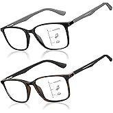 SKYOAK 2 Pack premium Sporty Style Progressive Multifocus Reading Glasses for Men, Durable TR90 Frame Anti Blue Light/UV/Eye Strain Computer Readers, Spring Hinge No-Line Multifocal Eyeglasses, 2.25x