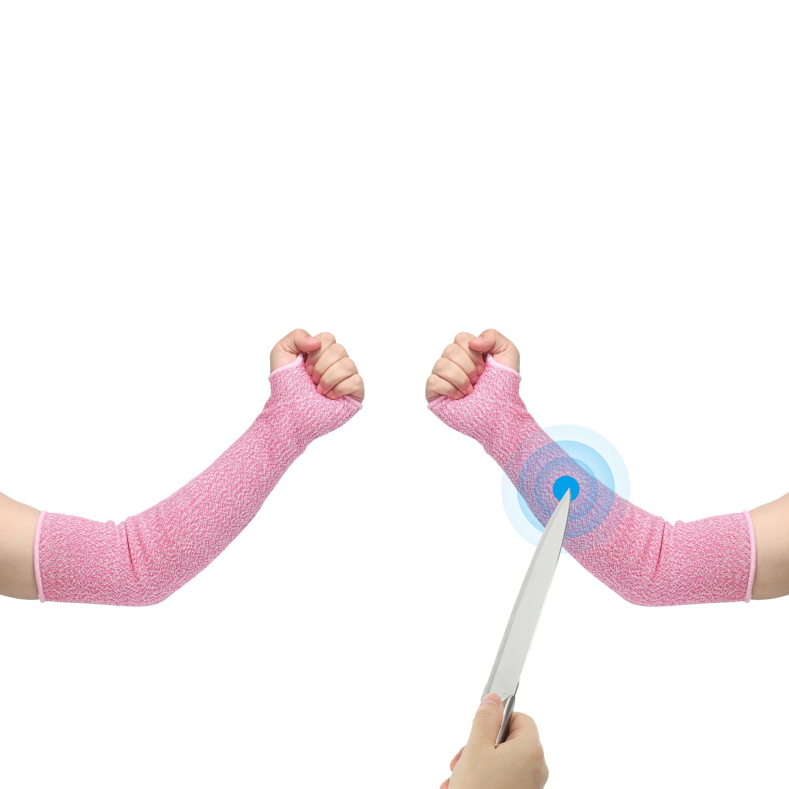 PATIKIL 16 Inch Cut Resistant Sleeve, Arm Safety Protectors Sleeves with Thumb Hole Level 5 Protection Forearm Guard Sleeves for Thin Skin and Bruising, L, Pink