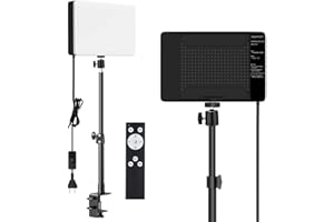 SWDPORT LED Desk Bi-Color Video Light Key Light Studio Streaming Lights Panel Light with Desk Clamp C-Clamp Stand 3800K-6500K Dimmable Wireless Remote Studio Photography Lighting for Gaming Zoom Video