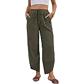 grewley Womens Corduroy Pants Casual Wide Leg Pants Harem Pants Baggy Trousers Drawstring Elastic with Pockets
